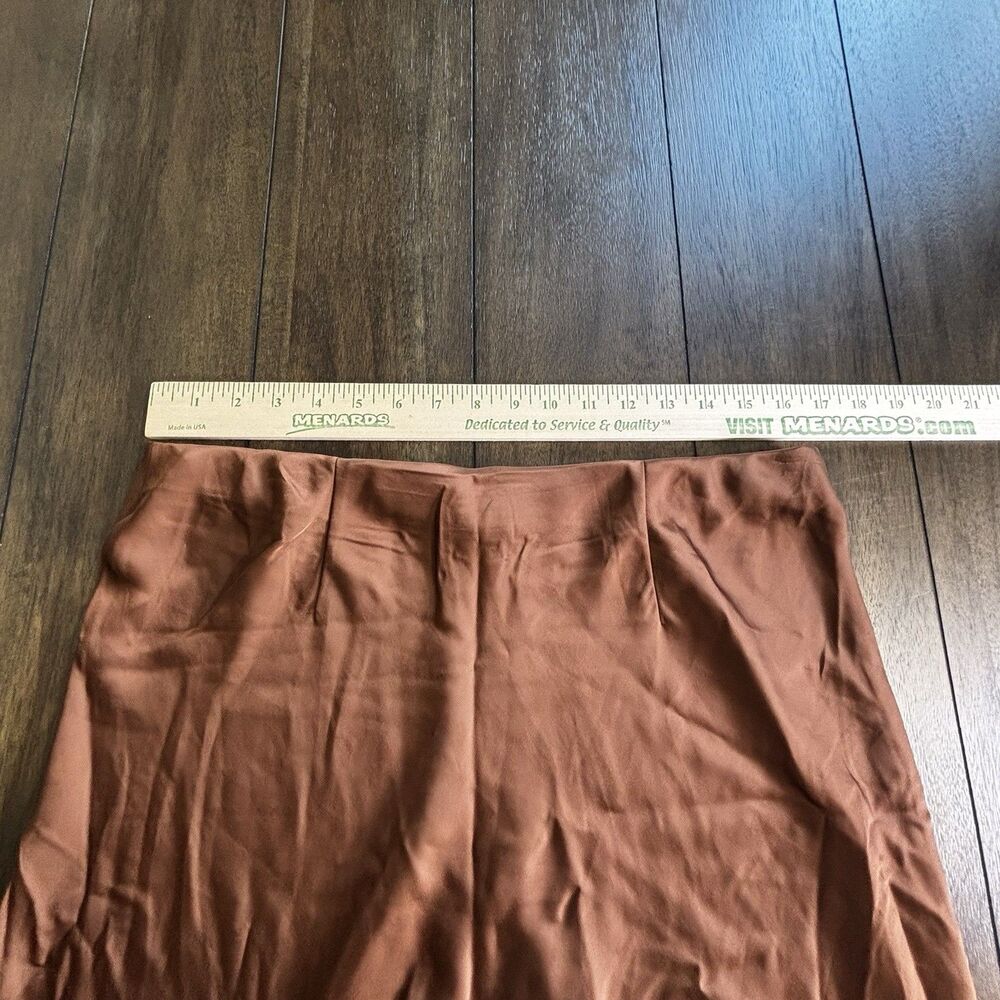 Old Navy Satin Bias Midi Skirt Women's Large Cocoa Brown Slip Skirt Elegant - Picture 3 of 7